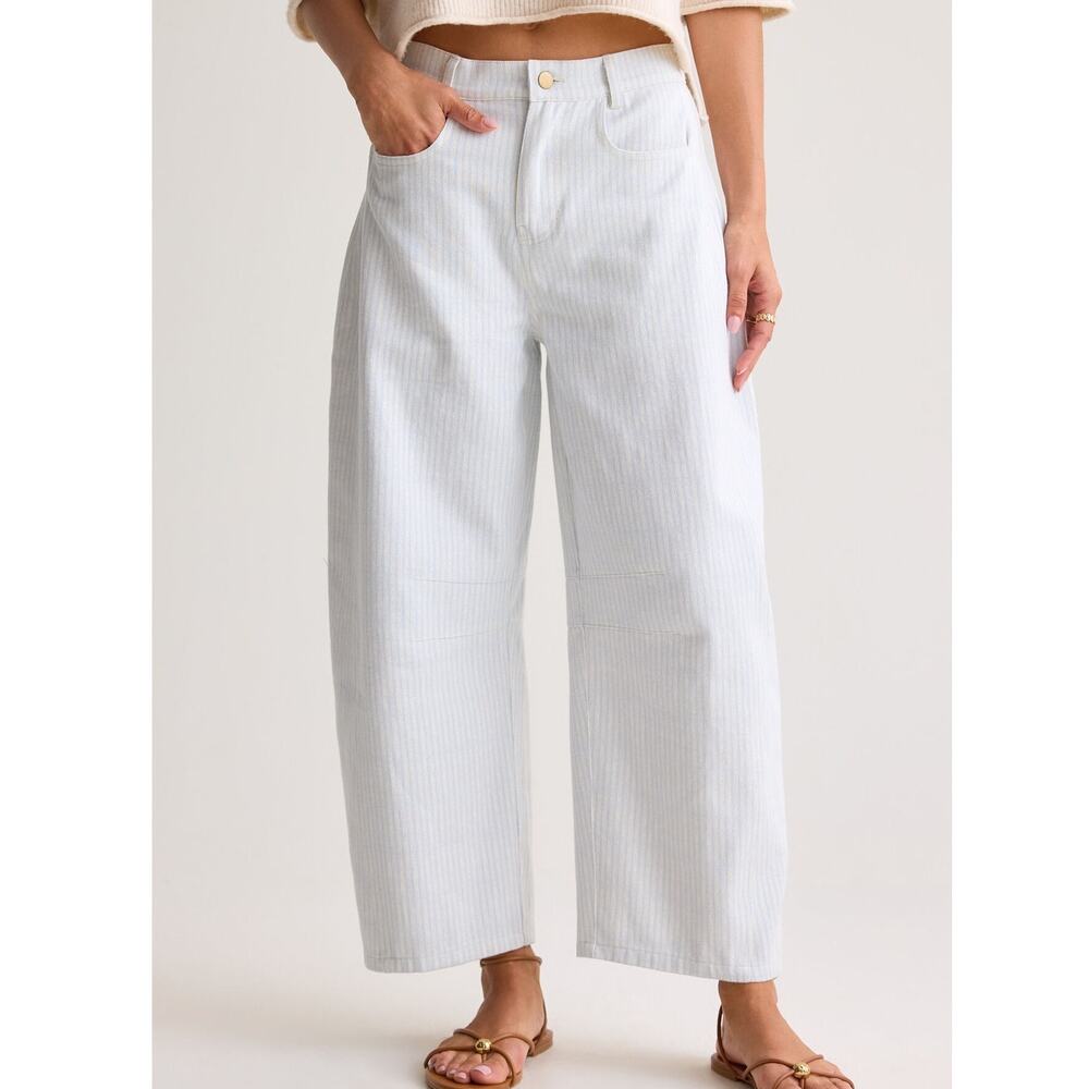 Altar'd State Stripe Barrel Ankle Pants size XS Blue and White